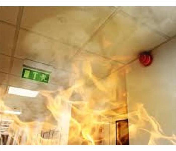 An active fire inside an office building